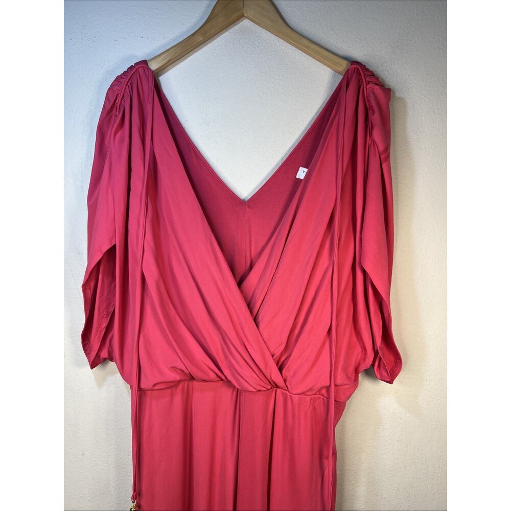 Trina Turk womens 14 Hot Pink V Neck romper Jumpsuit wide leg career modern NWT - Picture 2 of 12